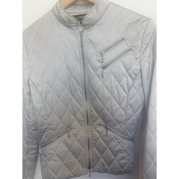 Y2K Express Womens Quilted Satin Moto Jacket Size 6 Edgy Streetwear Preppy - Picture 5 of 11